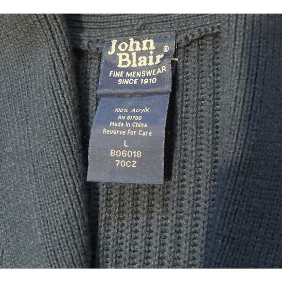 John Blair VTG Sweater Men L Blue Ribbed Cardigan Pockets Button Up Grandpa Golf - Picture 6 of 7